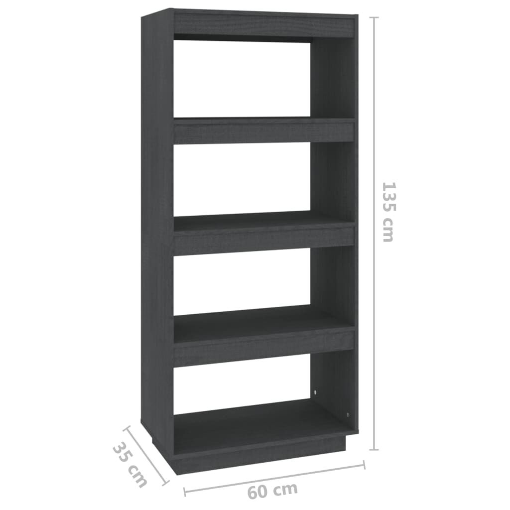 vidaXL Βιβλιοθήκη/Διαχωριστικό Χώρου Γκρι 60x35x135 εκ. Μασίφ Πεύκο
