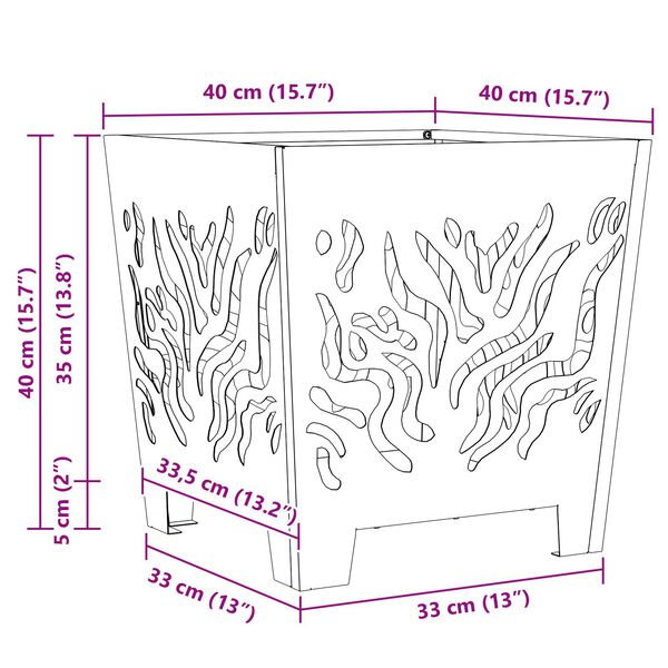 vidaXL Τζάκι Τετράγωνο Μαύρο 40x40x40 εκ. Ατσάλι