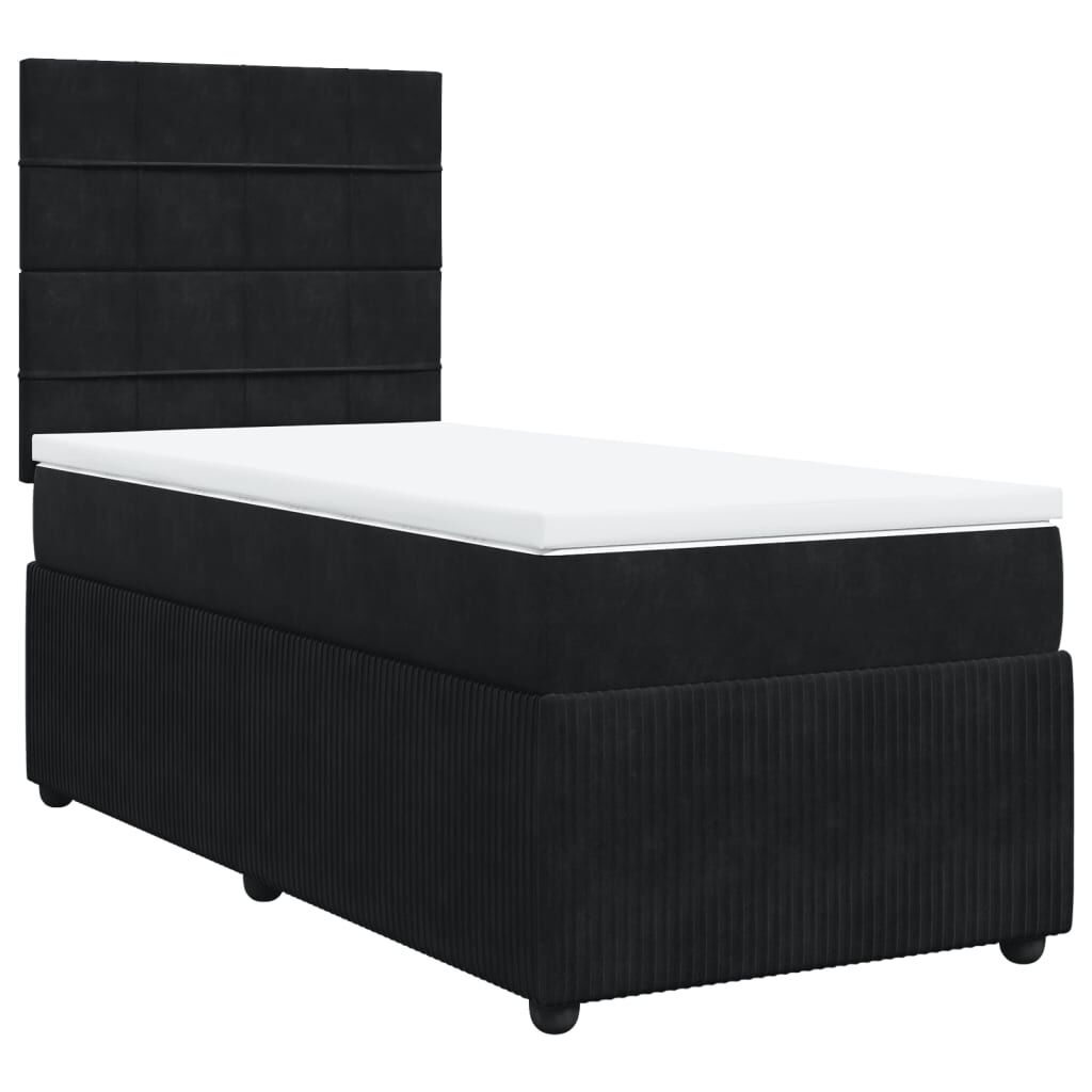 vidaXL Κρεβάτι Boxspring με Στρώμα Μαύρο 100x200 εκ. Βελούδινο