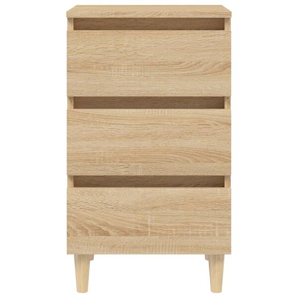 vidaXL Κομοδίνα 2 τεμ. Sonoma Δρυς 40x35x69εκ. & Πόδια από Μασίφ Ξύλο