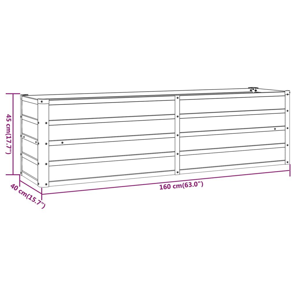 vidaXL Ζαρντινιέρα Σκουριασμένο 160x40x45 εκ. Ατσάλι Σκληρυθέν Αέρα