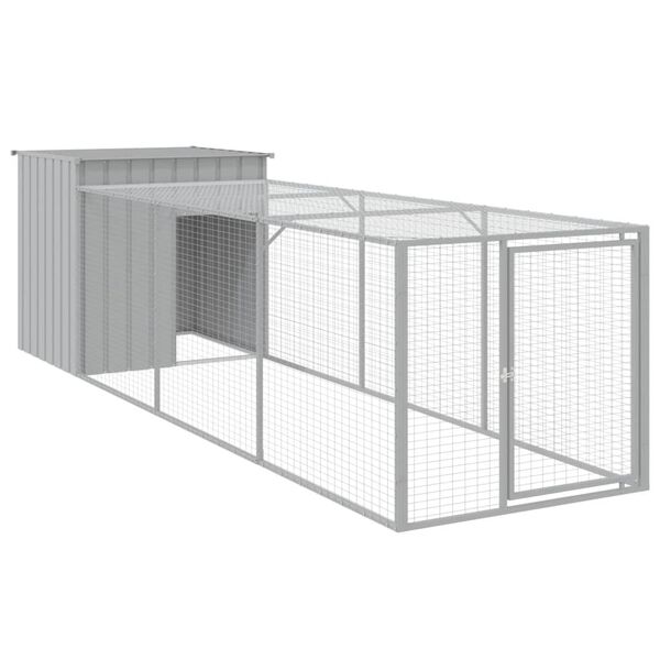 vidaXL Κοτέτσι με Περίβολο Αν. Γκρι 110x405x110 εκ. Γαλβαν. Χάλυβας