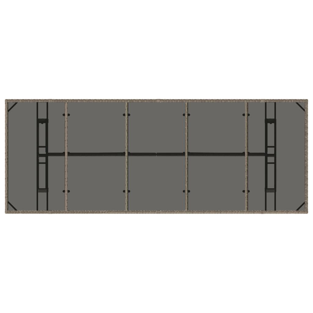 vidaXL Τραπέζι Κήπου με Γυάλινη Επιφάνεια Γκρι 240x90x75 εκ Συνθ Ρατάν