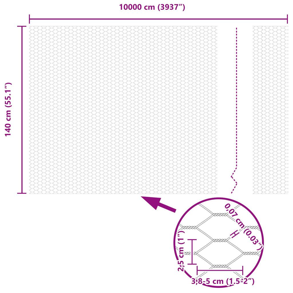 vidaXL Εξάγωνος Φράχτης Πράσινος 1.4x100 μ Χάλυβας