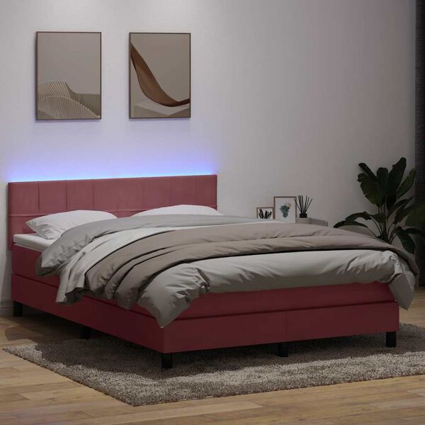vidaXL &Kappa;&rho;&epsilon;&beta;ά&tau;&iota; Boxspring &mu;&epsilon; &Sigma;&tau;&rho;ώ&mu;&alpha; & LED &Rho;&omicron;&zeta; 140x210 &epsilon;&kappa;. &Beta;&epsilon;&lambda;&omicron;ύ&delta;&iota;&nu;&omicron;