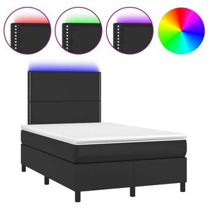 vidaXL Κρεβάτι Boxspring με Στρώμα & LED Μαύρο 120x200 εκ. Συνθ. Δέρμα
