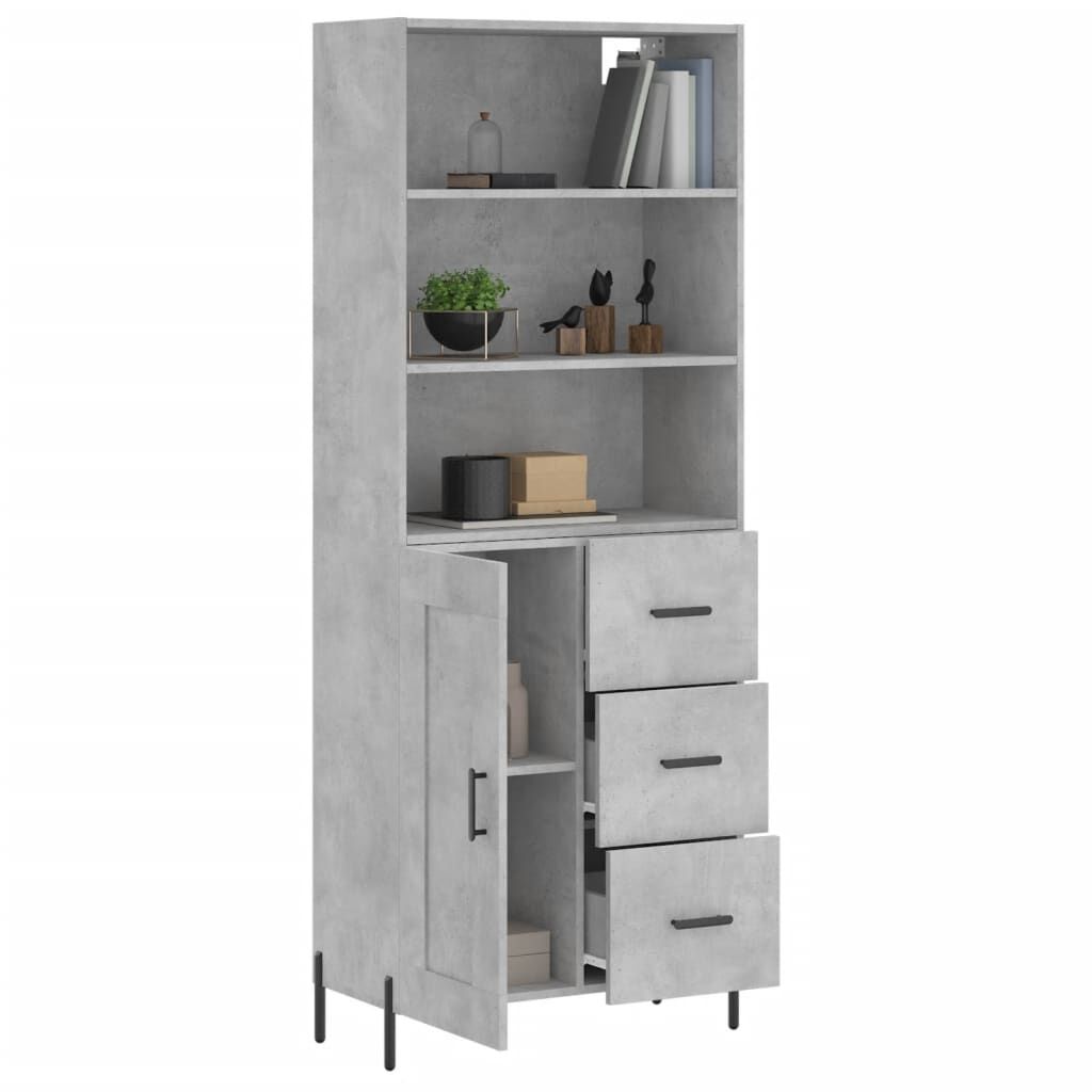 vidaXL Ντουλάπι Γκρι Σκυροδέματος 69,5x34x180 εκ. Επεξεργασμένο Ξύλο