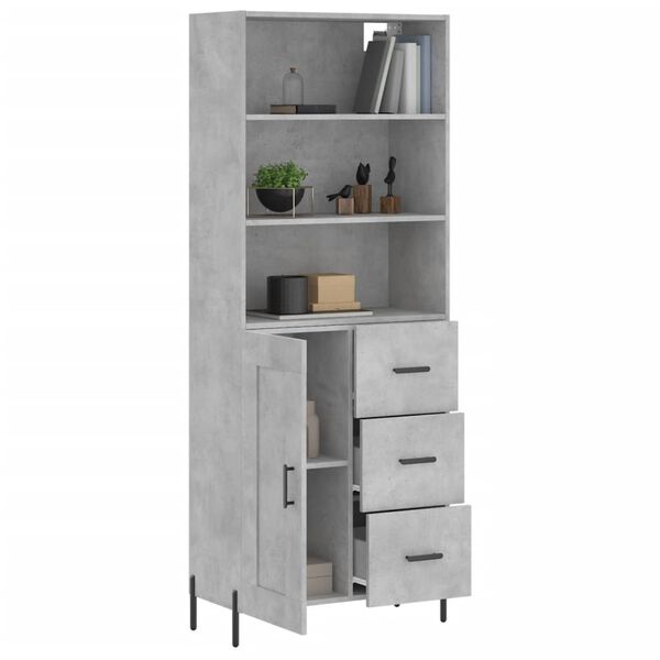 vidaXL Ντουλάπι Γκρι Σκυροδέματος 69,5x34x180 εκ. Επεξεργασμένο Ξύλο