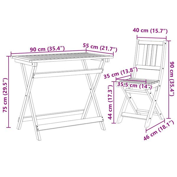 vidaXL Σετ Μπιστρό Κήπου 5 pcs Καφέ Μασίφ ξύλο ακακίας