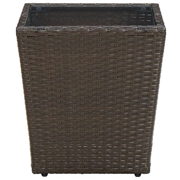 vidaXL Τραπέζι Βοηθητικό Καφέ 41,5x41,5x44 εκ. Συνθ.Ρατάν/Ψημένο Γυαλί