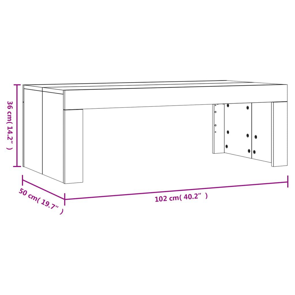 vidaXL Τραπεζάκι Σαλονιού Καπνιστή Δρυς 102x50x36 εκ. Επεξεργασμ. Ξύλο