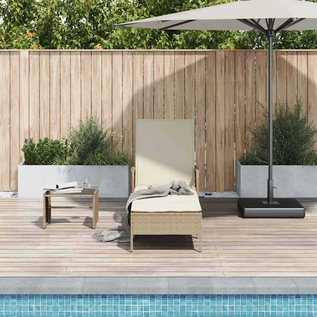 vidaXL Ξαπλώστρα με μαξιλάρι Μπεζ 157 x 55 x 92 εκ. συνθετικό ρατάν