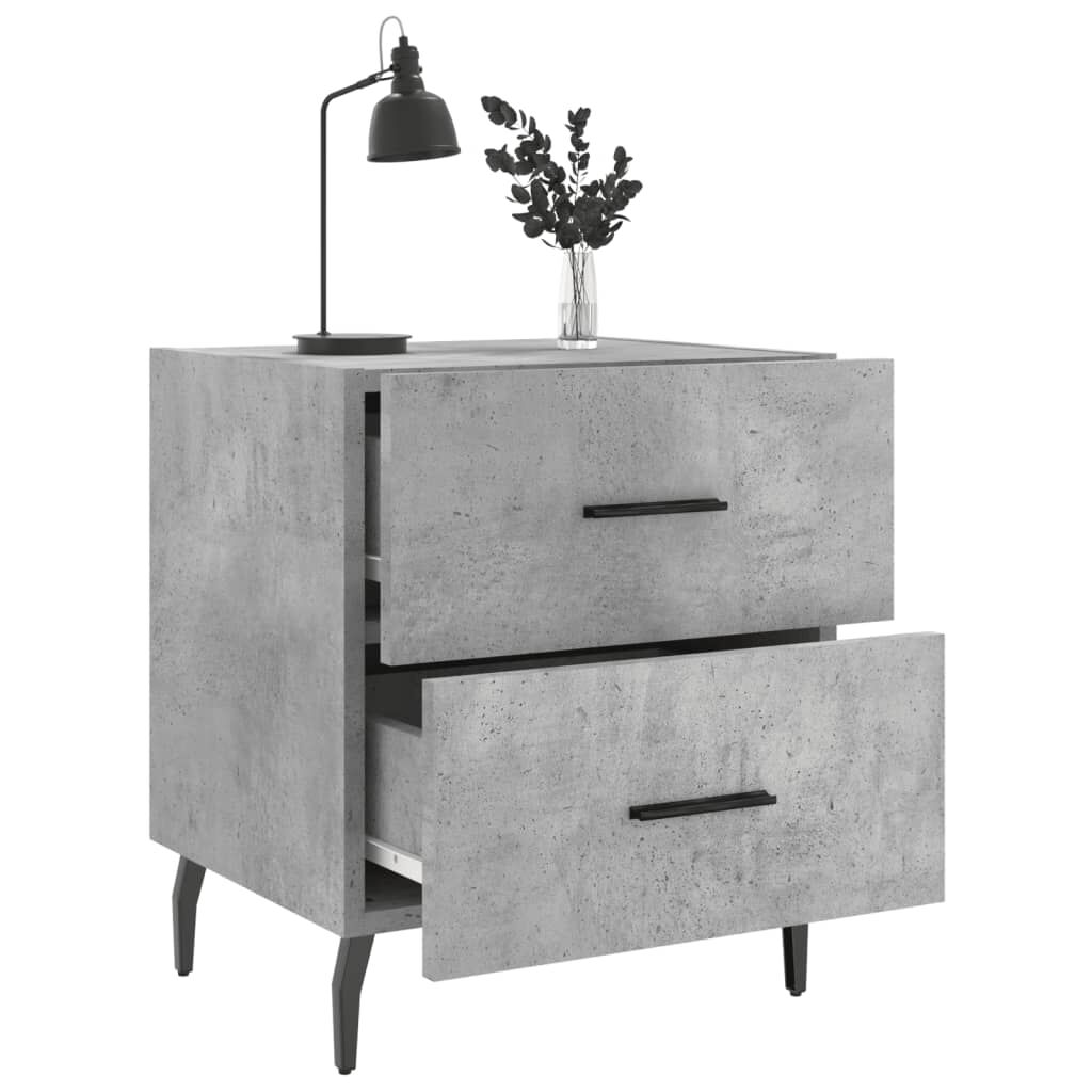 vidaXL Κομοδίνα 2 τεμ. Γκρι Σκυροδεμ. 40 x 35 x 47,5 εκ. Επεξεργ. Ξύλο