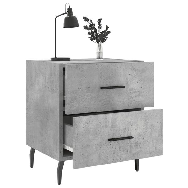 vidaXL Κομοδίνα 2 τεμ. Γκρι Σκυροδεμ. 40 x 35 x 47,5 εκ. Επεξεργ. Ξύλο