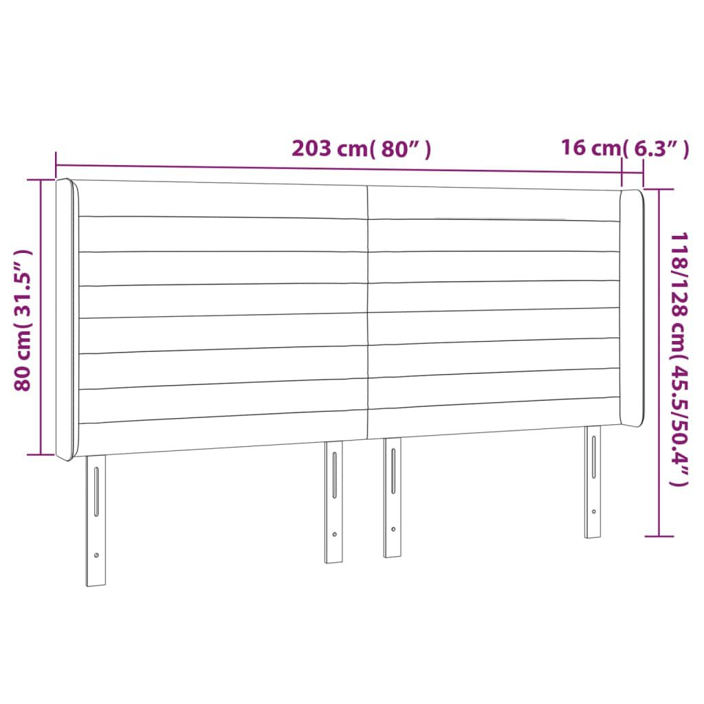 vidaXL Κεφαλάρι με Πτερύγια Σκούρο Μπλε 203x16x118/128 εκ. Βελούδινο