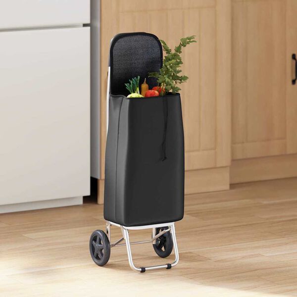 vidaXL Καρότσι Αγορών Μαύρο 35 x 28 x 92 εκ. Ύφασμα Oxford