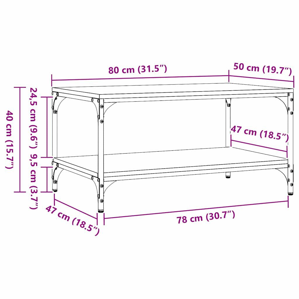 vidaXL Τραπεζάκι σαλονιού Παλαιό ξύλο 80 x 50 x 40 cm