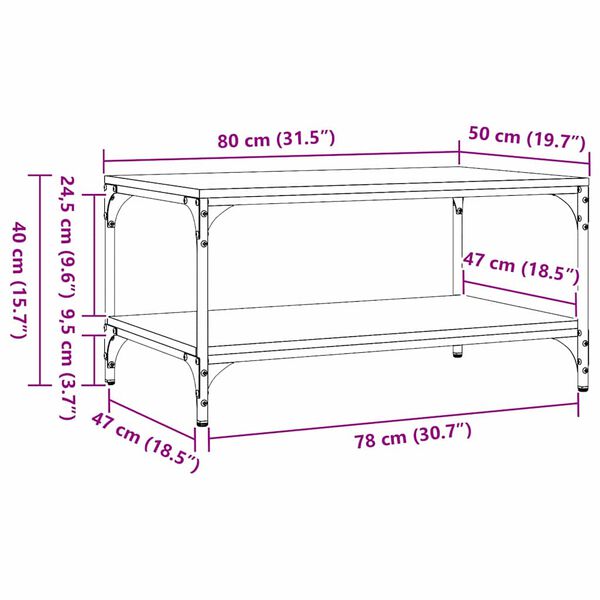 vidaXL Τραπεζάκι σαλονιού Παλαιό ξύλο 80 x 50 x 40 cm
