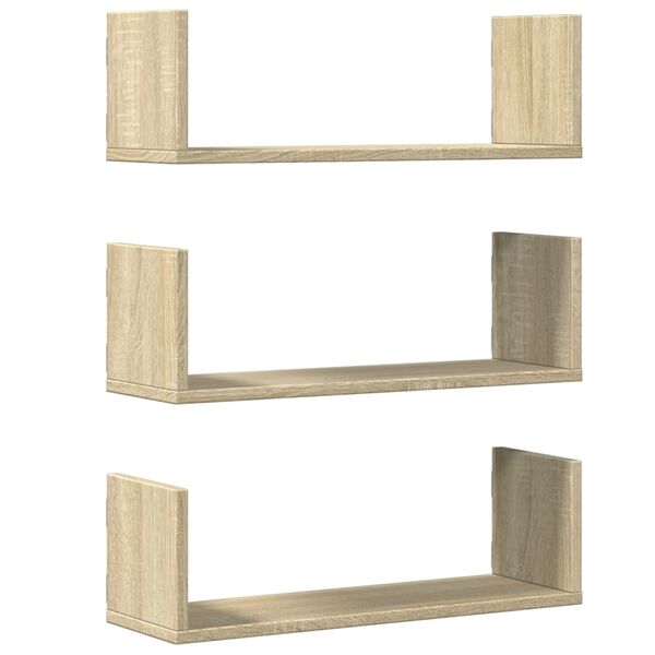 vidaXL Ραφιέρες Τοίχου 3 τεμ. Sonoma Δρυς 58x18x18 εκ. από Επεξ. Ξύλο