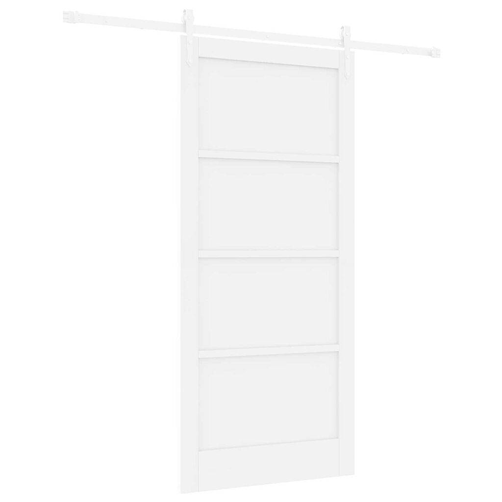 vidaXL Συρόμενη Πόρτα Λευκό 93 x 202 cm Μασίφ ξύλο πεύκου και χάλυβας