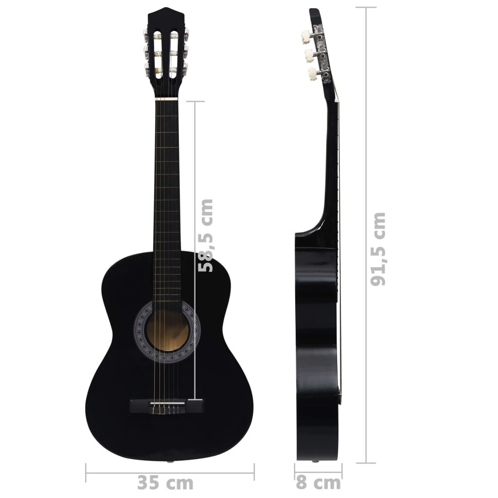 vidaXL Κλασική Κιθάρα για Αρχάριους Μαύρη 3/4 36'' με Θήκη