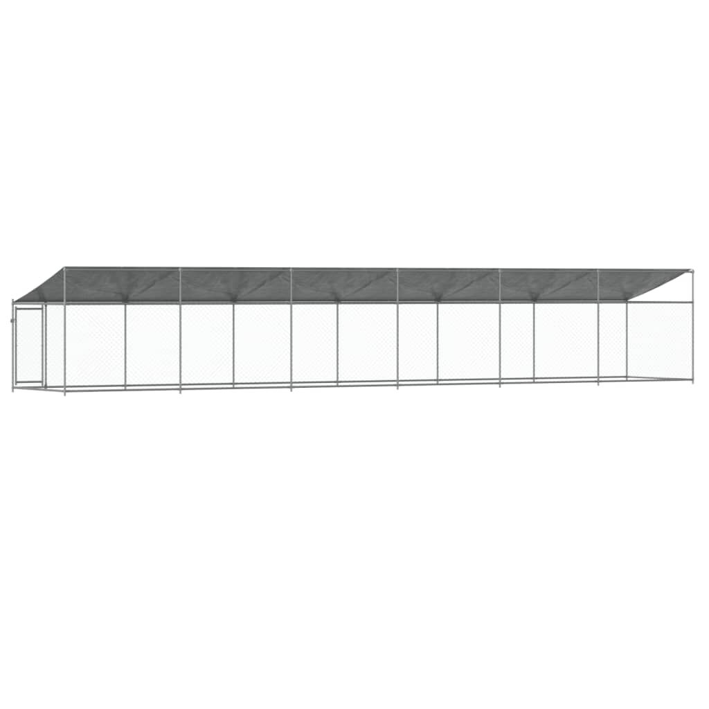 vidaXL Κλουβί Σκύλου με Οροφή και Πόρτες Γκρι 12x2x2 μ. Γαλβ. Χάλυβας
