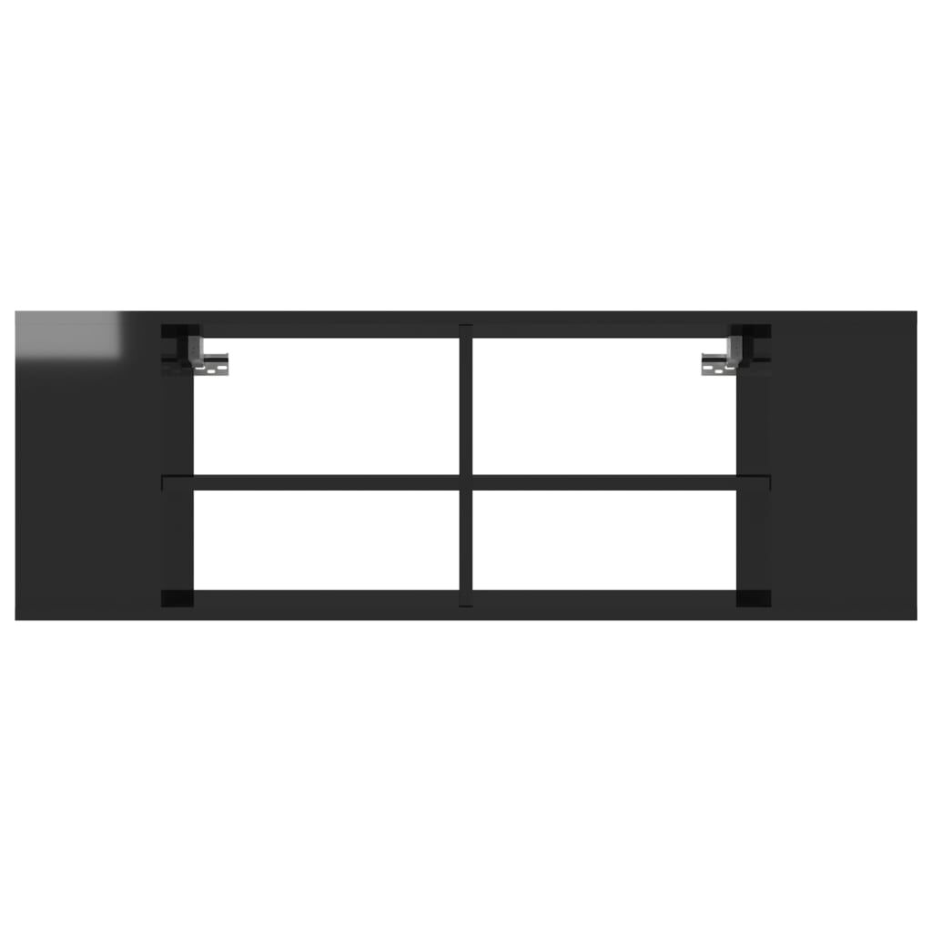 vidaXL Έπιπλο Τηλεόρασης Κρεμαστό Γυαλ. Μαύρο 102x35x35 εκ Επεξ. Ξύλο