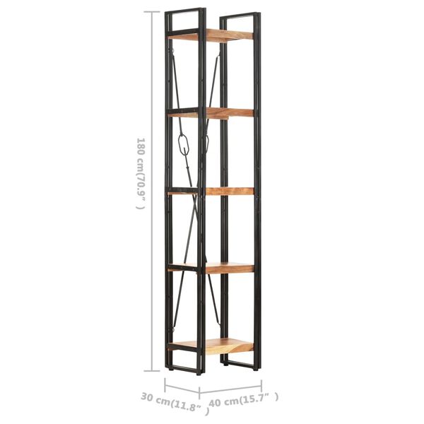 vidaXL Βιβλιοθήκη με 5 Επίπεδα 40 x 30 x 180 εκ. Μασίφ Ξύλο Ακακίας