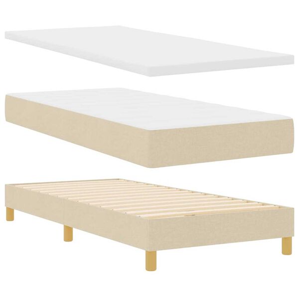 vidaXL Κρεβάτι με Ελατήρια με στρώμα Κρεμ 100 x 200 cm ύφασμα
