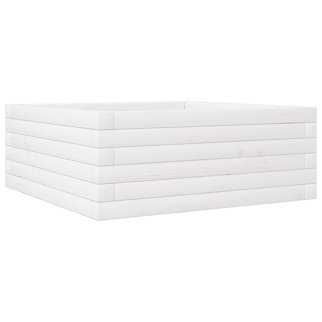 vidaXL Ζαρντινιέρα Λευκή 60x60x23 εκ. από Μασίφ Ξύλο Πεύκου