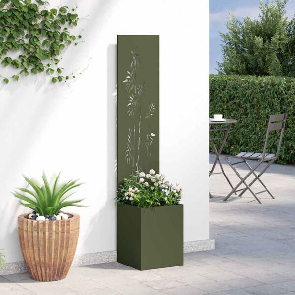 vidaXL Οθόνη Ιδιωτικότητας Κήπου Floral Λαδί 32 x 140 εκ.