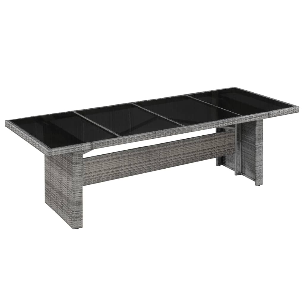 vidaXL Τραπέζι Κήπου 240 x 90 x 74 εκ. από Συνθετικό Ρατάν / Γυαλί
