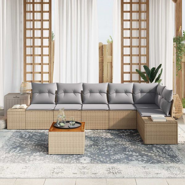 vidaXL Σετ Καναπέ Κήπου 7 pcs μπεζ και ανοιχτό γκρι