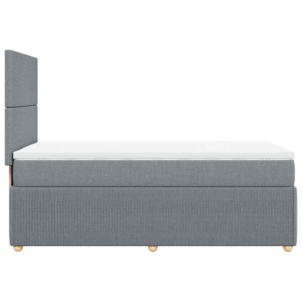 vidaXL Κρεβάτι Boxspring με Στρώμα Ανοιχτό Γκρι 90x200 εκ. Υφασμάτινο
