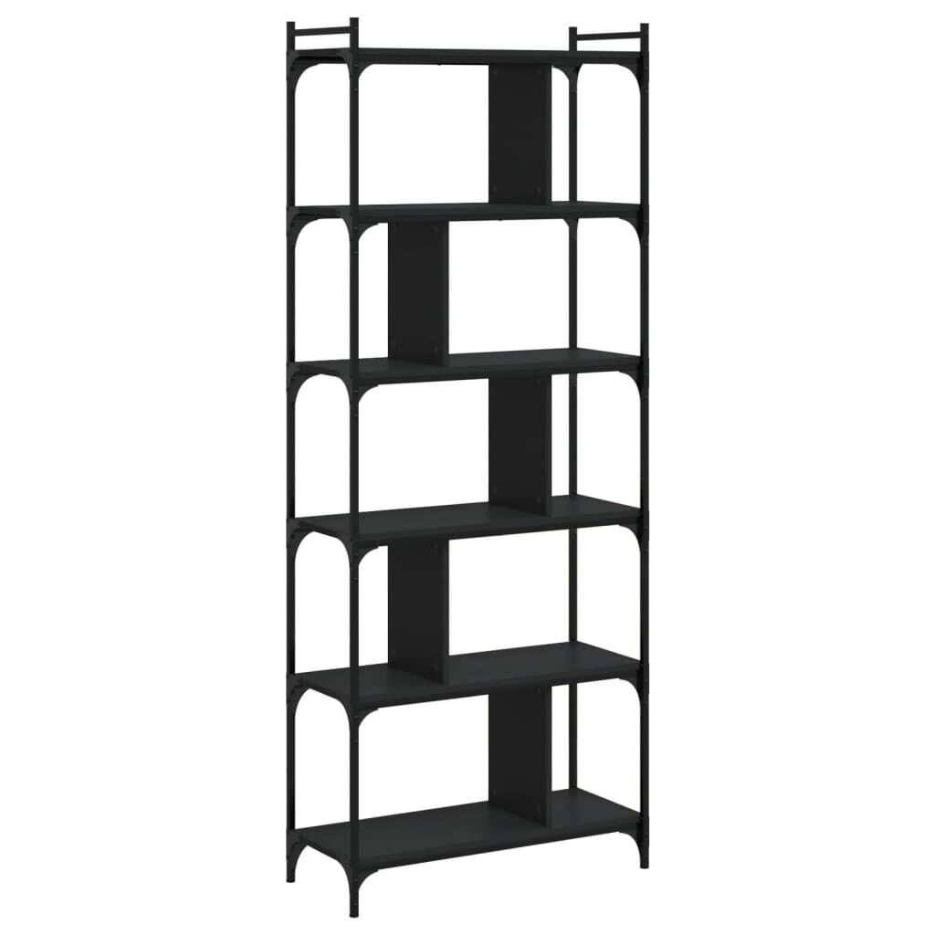 vidaXL Βιβλιοθήκη 6 Επιπέδων Μαύρη 76 x 32 x 192 εκ. από Επεξεργ. Ξύλο