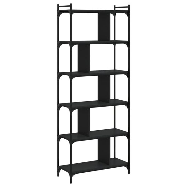 vidaXL Βιβλιοθήκη 6 Επιπέδων Μαύρη 76 x 32 x 192 εκ. από Επεξεργ. Ξύλο