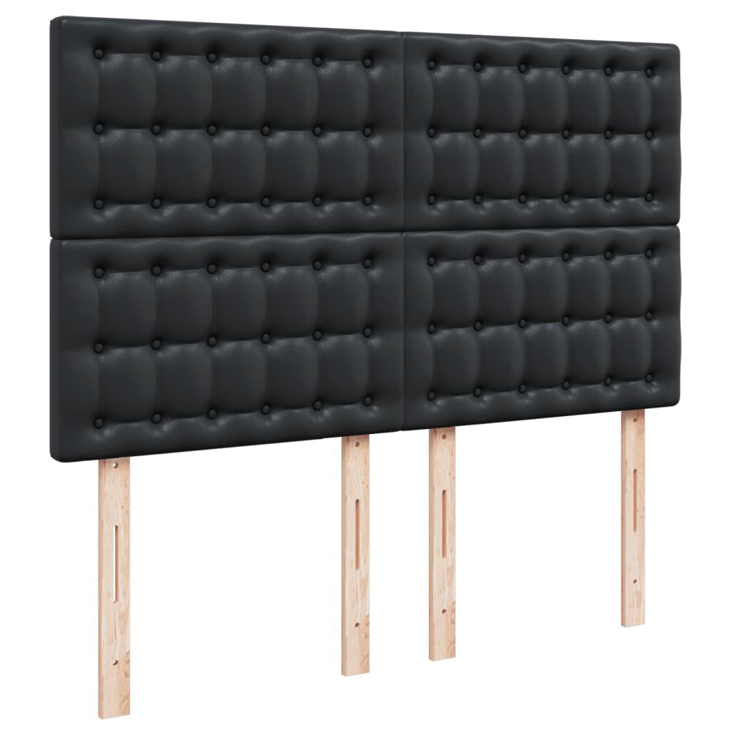 vidaXL Κρεβάτι Boxspring με Στρώμα Μαύρο 140x200εκ.από Συνθετικό Δέρμα