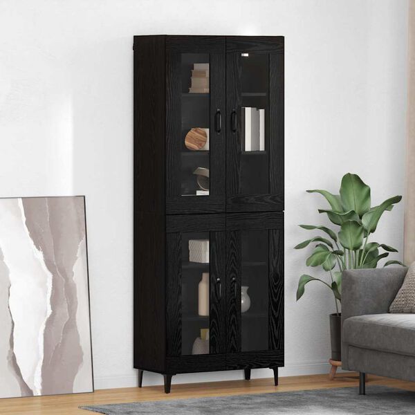 vidaXL Highboard &Mu;&alpha;ύ&rho;&eta; &Omicron;&xi;&upsilon;ά 69,5 x 34 x 180 &epsilon;&kappa;. &Epsilon;&pi;&epsilon;&xi;&epsilon;&rho;&gamma;&alpha;&sigma;&mu;έ&nu;&omicron; &xi;ύ&lambda;&omicron;