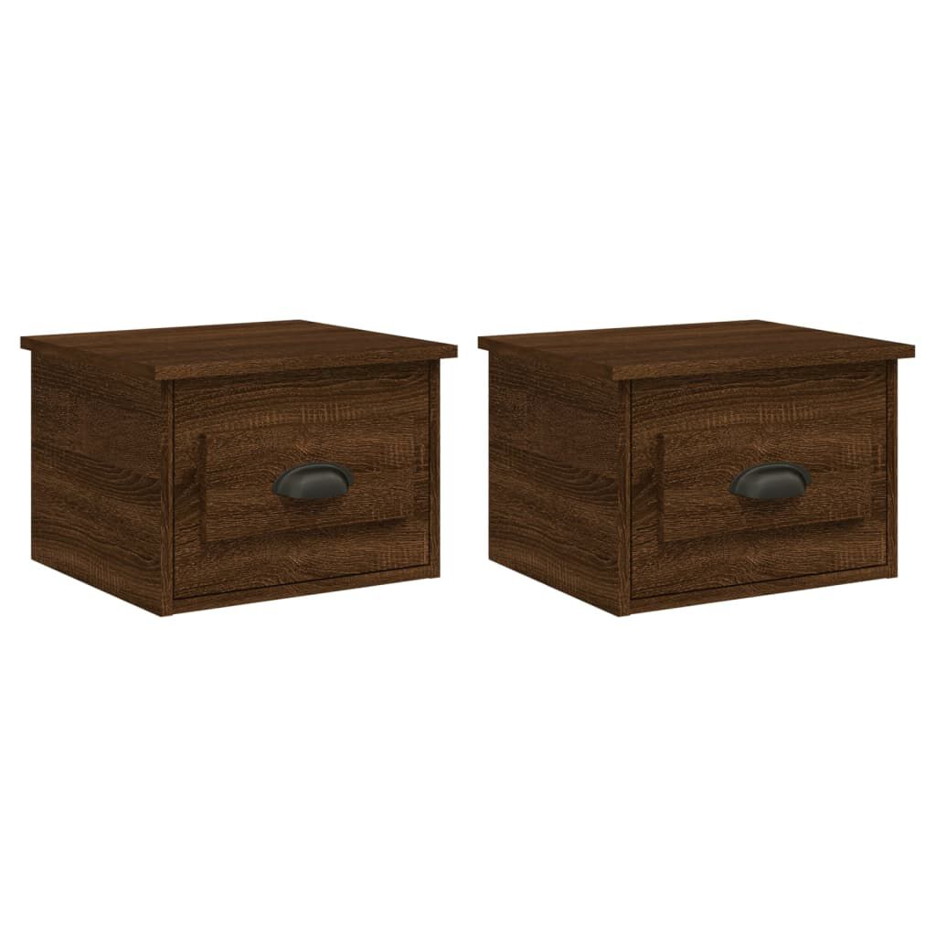 vidaXL Κομοδίνα Επιτοίχια 2 τεμ. Καφέ Δρυς 41,5x36x28 εκ.