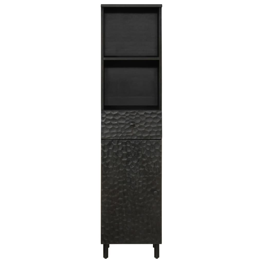 vidaXL Ντουλάπι Μπάνιου Μαύρο 38 x 33 x 160 εκ. από Μασίφ Ξύλο Μάνγκο