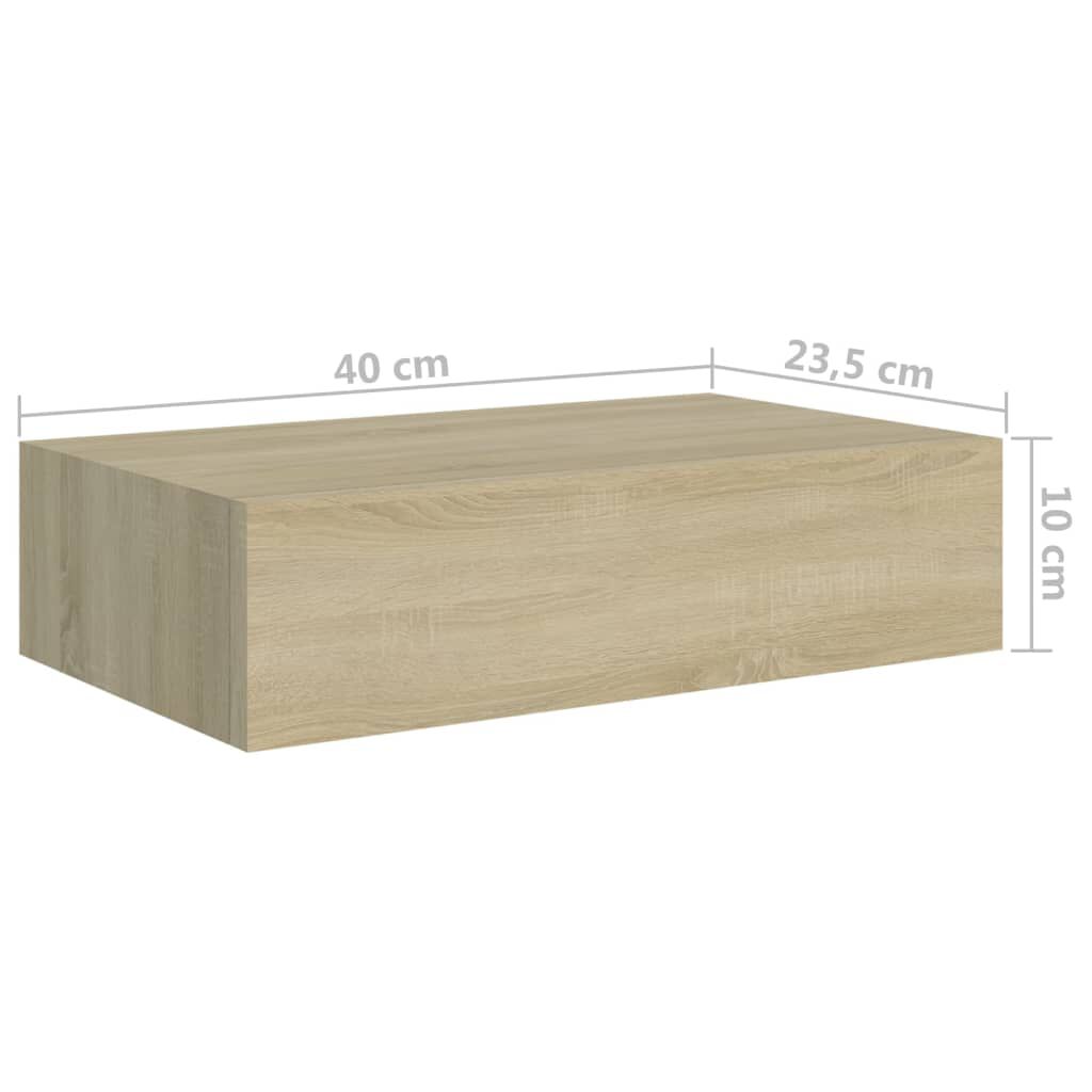 vidaXL Ράφι Επιτοίχιο με Συρτάρι Χρώμα Δρυός 40 x 23,5 x 10εκ. από MDF