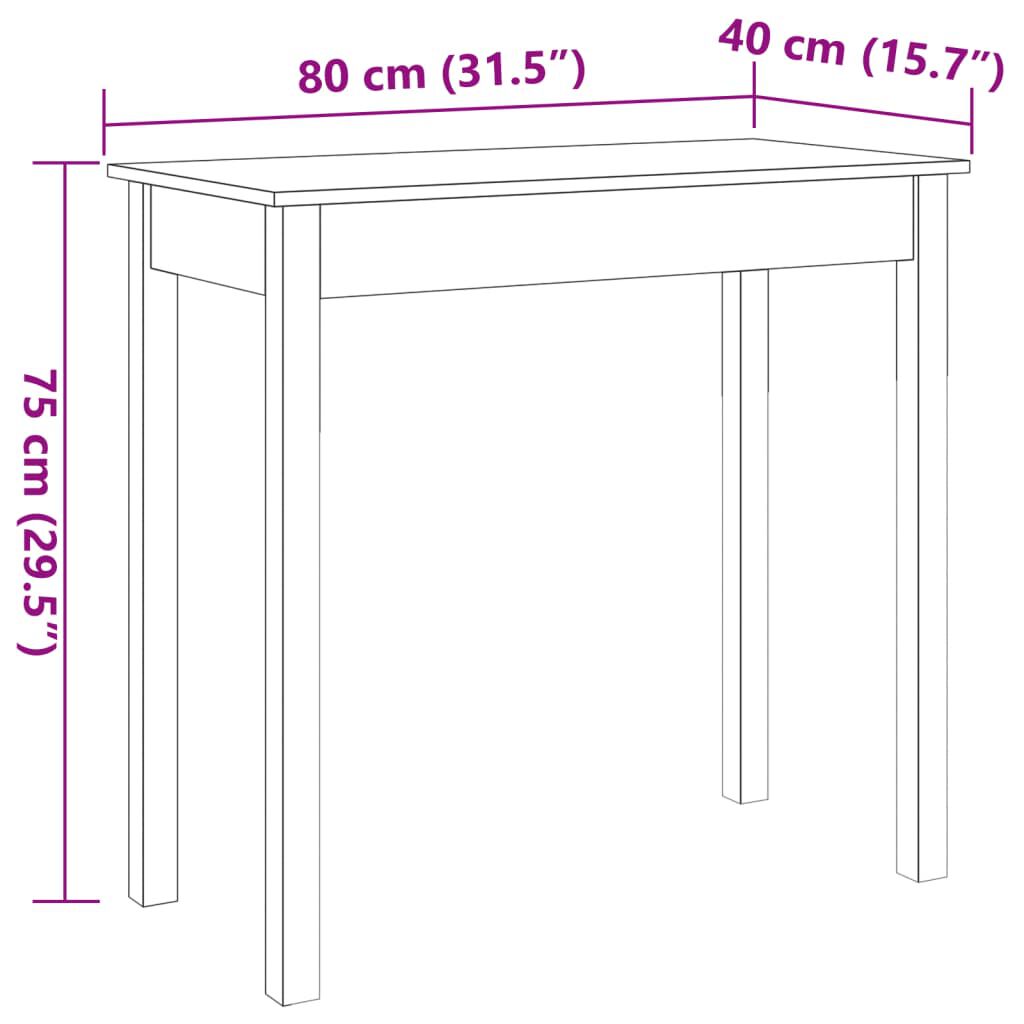 vidaXL Τραπέζι κονσόλα Καφέ Κεριού 80x40x75 εκ. Μασίφ Ξύλο Πεύκου