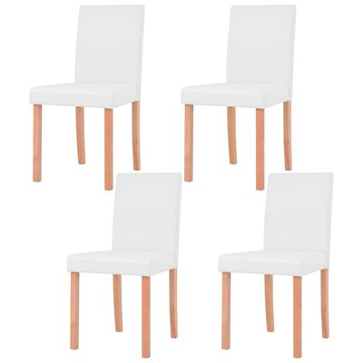 vidaXL Τραπεζαρία & Καρέκλες 5 τεμ. Κρεμ Συνθετικό Δέρμα / Ξύλο Δρυός