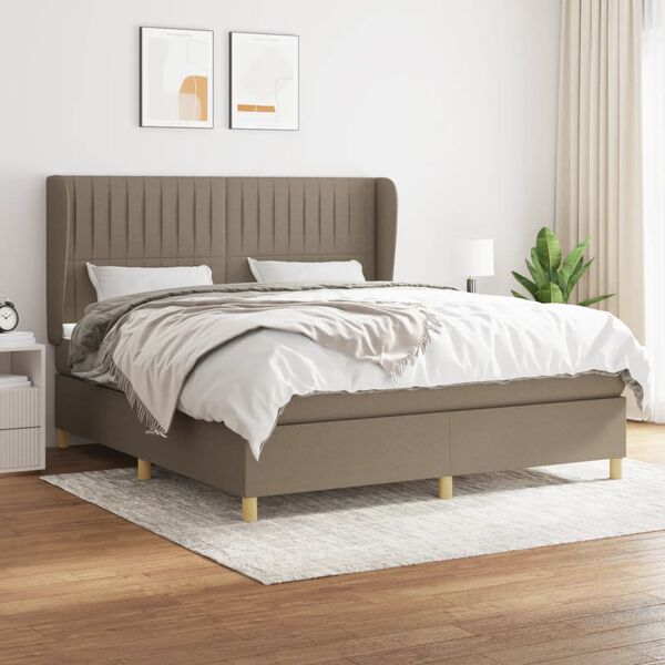 vidaXL &Kappa;&rho;&epsilon;&beta;ά&tau;&iota; Boxspring &mu;&epsilon; &Sigma;&tau;&rho;ώ&mu;&alpha; Taupe 160x200 &epsilon;&kappa;. &Upsilon;&phi;&alpha;&sigma;&mu;ά&tau;&iota;&nu;&omicron;