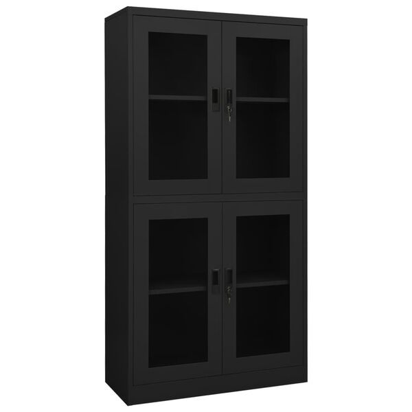 vidaXL Ντουλάπα Γραφείου Ανθρακί 90x40x180 εκ. από Ατσάλι/Ψημένο Γυαλί