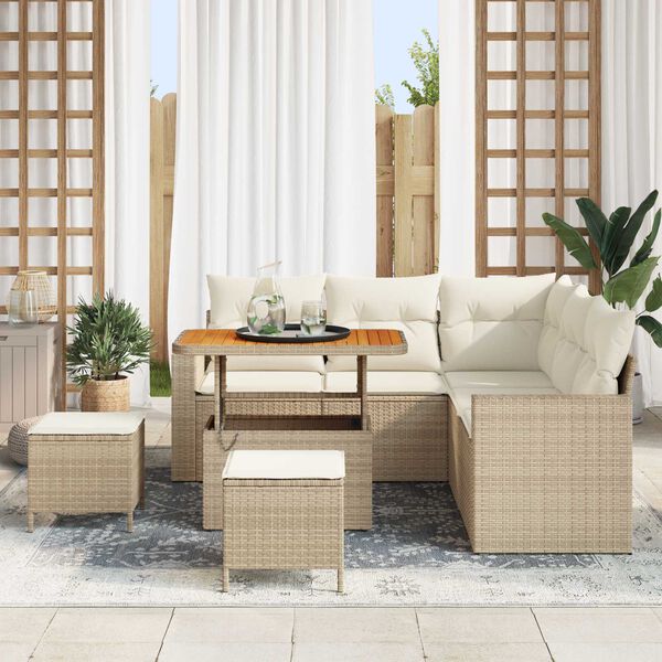 vidaXL Σετ Καναπέ Κήπου 8 pcs Μπεζ συνθετικό ρατάν