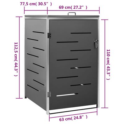 vidaXL Πλαίσιο για Κάδο Απορριμμάτων με Ρόδες 69x77,5x115εκ Αν. Ατσάλι