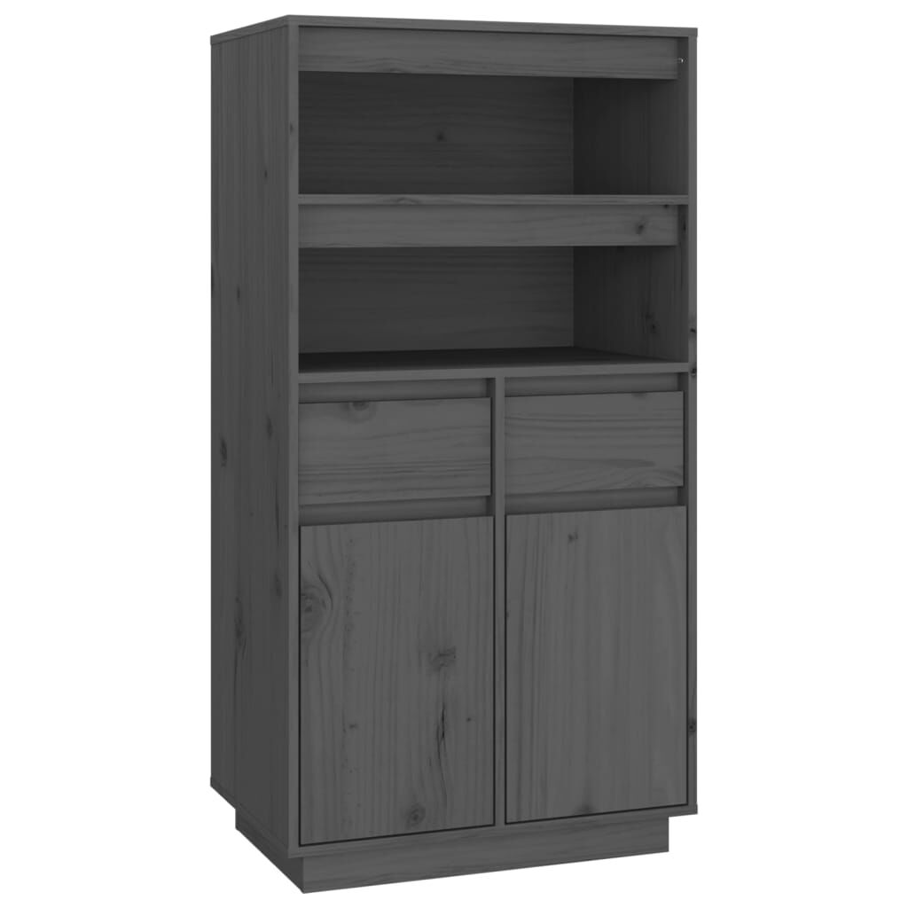 vidaXL Ντουλάπι Ψηλό Γκρι 60x40x116,5 εκ. από Μασίφ Ξύλο Πεύκου