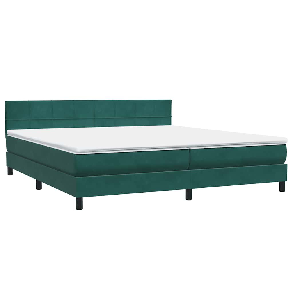 vidaXL Box Spring κρεβάτι με στρώμα σκούρο πράσινο 180x220cm Βελούδινο
