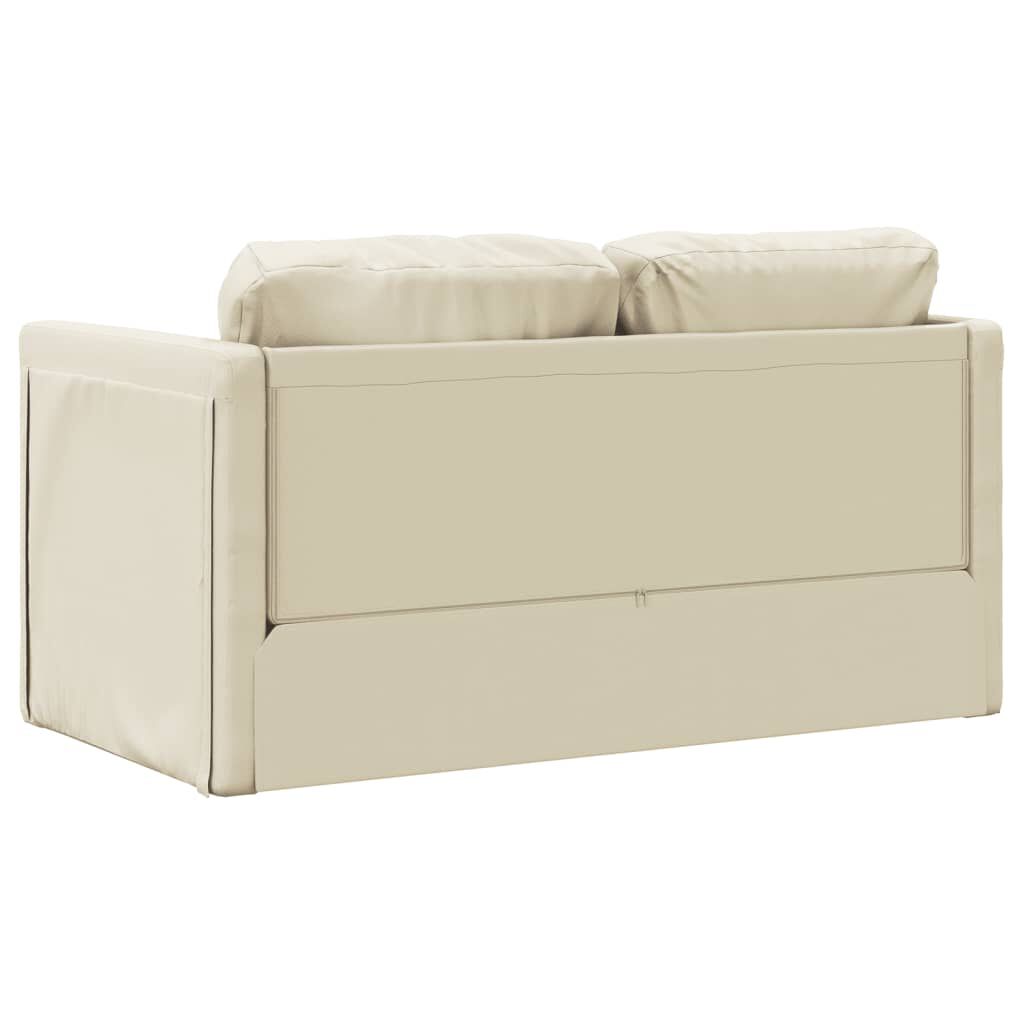 vidaXL Καναπές-Κρεβάτι Δαπέδου 2 σε 1 Κρεμ 112x174x55 εκ. Συνθ. Δέρμα